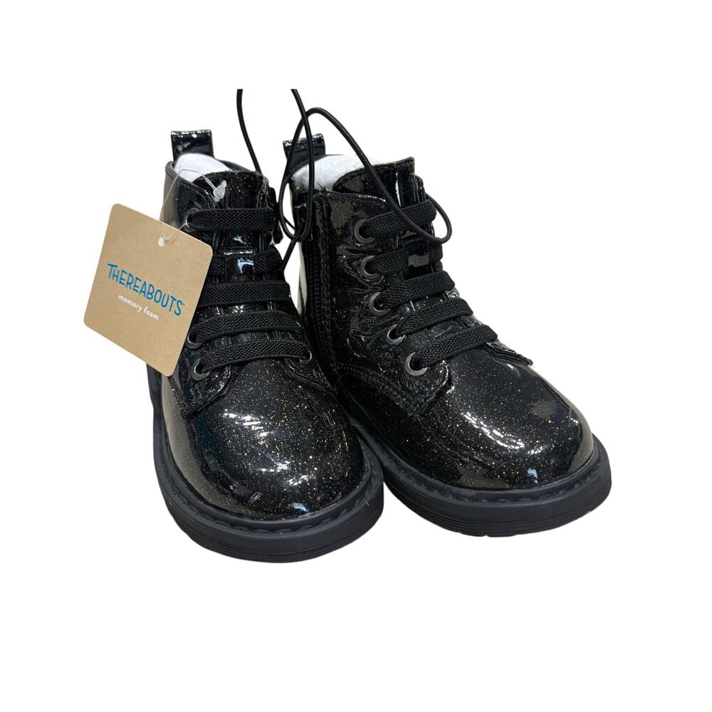 NWT Black Glitter Lace Up Boots - Thereabouts - 7